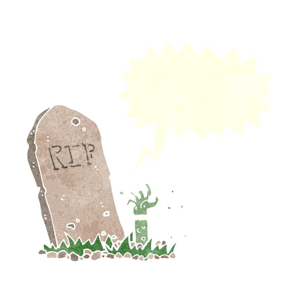 कार्टून ज़ोंबी कब्र से भाषण बुलबुला के साथ बढ़ रहा है — स्टॉक वेक्टर