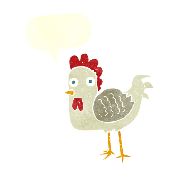 Κινουμένων σχεδίων κοτόπουλο με φούσκα ομιλία — Διανυσματικό Αρχείο