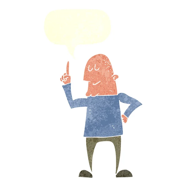 Cartoon man wijzende vinger met spraakbel — Stockvector
