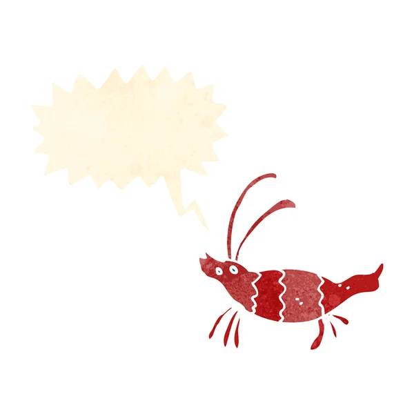 Cartoon shrimp with speech bubble — Stock Vector