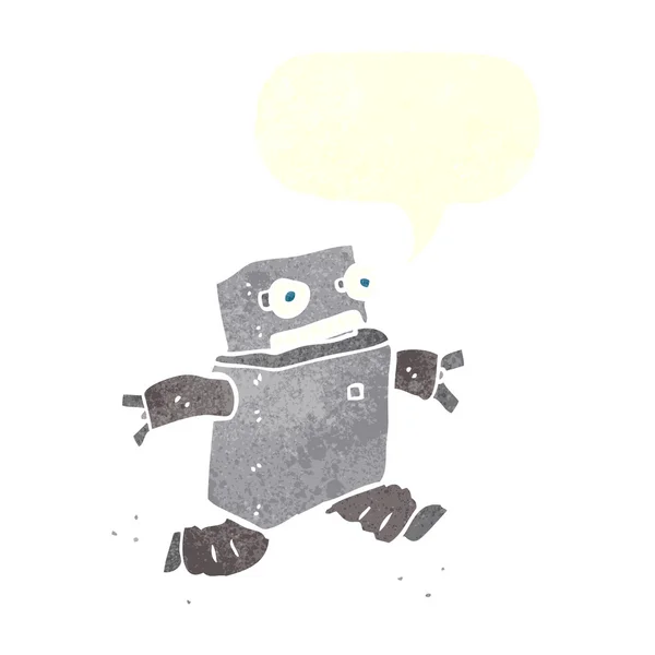 Robot de dibujos animados con burbuja de habla — Vector de stock