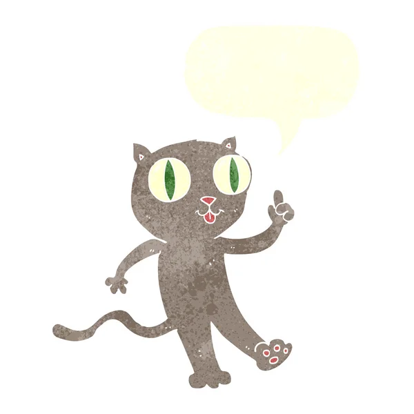 Konuşma baloncuğu fikri olan çizgi film kedisi. — Stok Vektör