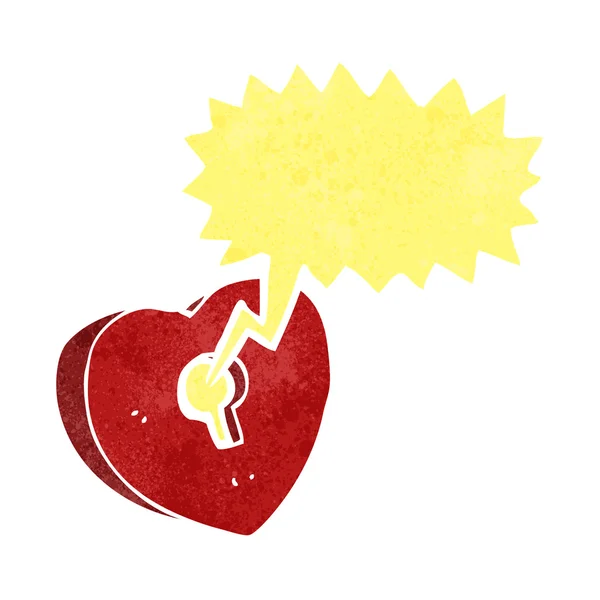 Konuşma baloncuğu ile anahtar deliği olan karikatür kalp — Stok Vektör