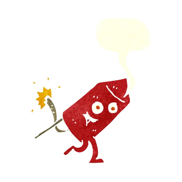 Мультяшный смешной персонаж фейерверка с речевым пузырем — стоковый вектор