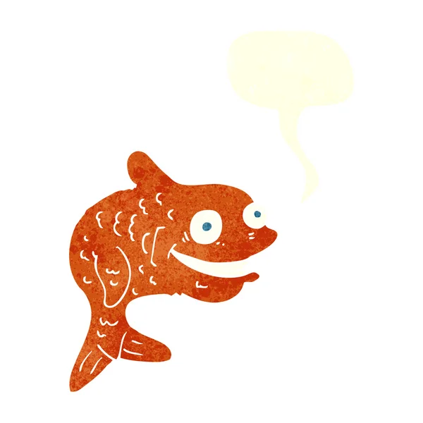 Dessin animé poisson heureux avec bulle de parole — Image vectorielle