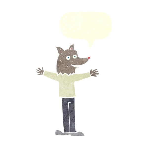 有言语泡沫的卡通人物狼人 — 图库矢量图片