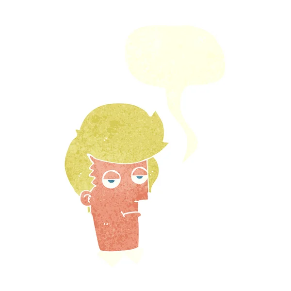 Hombre aburrido de dibujos animados con burbuja de habla — Archivo Imágenes Vectoriales