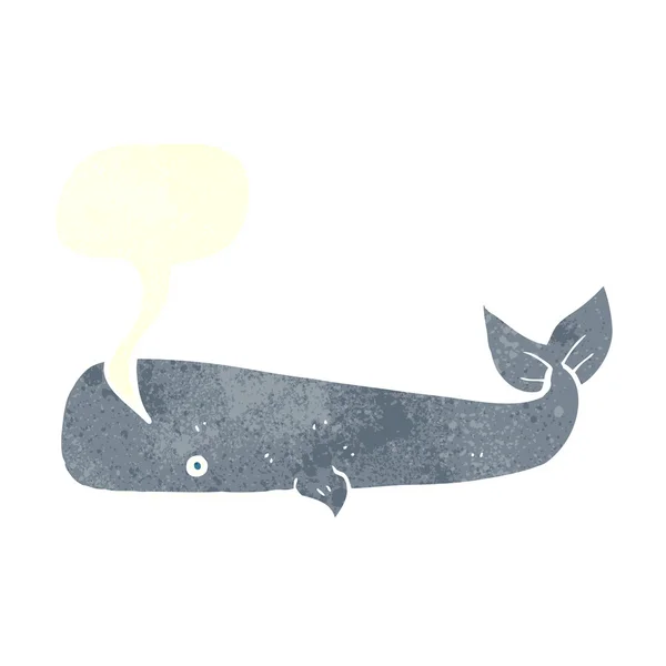 Ikan paus kartun dengan gelembung ucapan - Stok Vektor