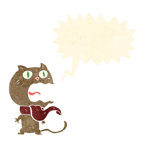 Çizgi film korkmuş kedi konuşma baloncuğu — Stok Vektör