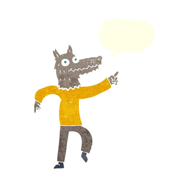Cartoon wolf man with speech bubble — Stock Vector