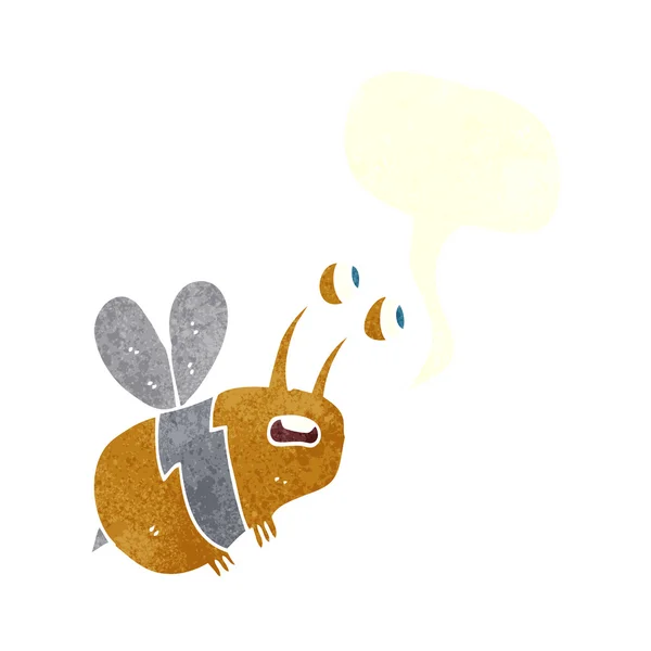 Мультяшная испуганная пчела с пузырьком речи — стоковый вектор