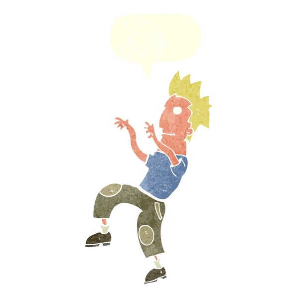 Мультфильм счастливый человек делает смешной танец с речи пузырь — стоковый вектор