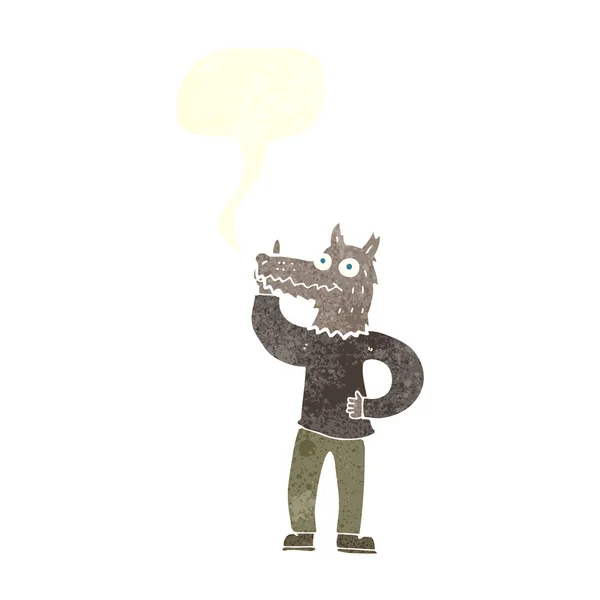 Cartoon werewolf with idea with speech bubble — Stock Vector