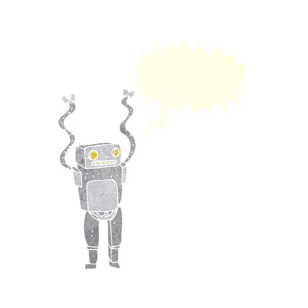 Robot divertido de dibujos animados con burbuja de habla — Vector de stock