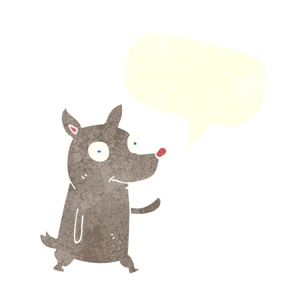 Çizgi film küçük köpek konuşma balonuyla el sallıyor — Stok Vektör