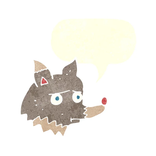 Cartoon unhappy wolf with speech bubble — Stock Vector