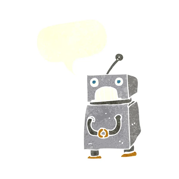 Robot de dibujos animados con burbuja de habla — Vector de stock