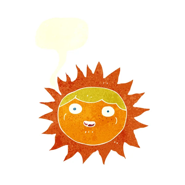 Sun cartoon character with speech bubble — Stock Vector