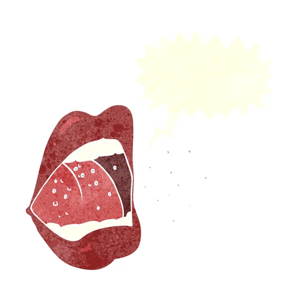 Dessin animé éternuement bouche avec bulle de parole — Image vectorielle