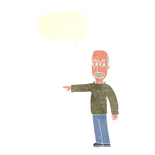 Dibujos animados hombre viejo gesto Salir! con burbuja del habla — Vector de stock