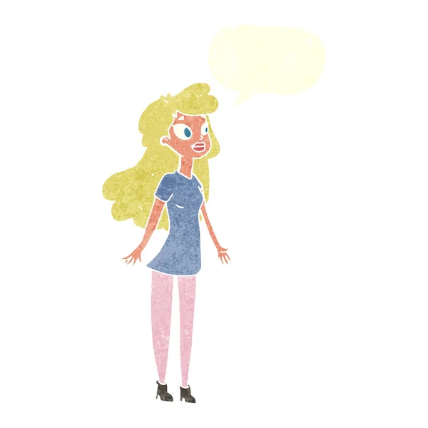 Dessin animé jolie fille avec bulle de discours — Image vectorielle
