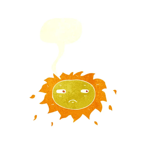 Dessin animé triste soleil avec bulle de parole — Image vectorielle