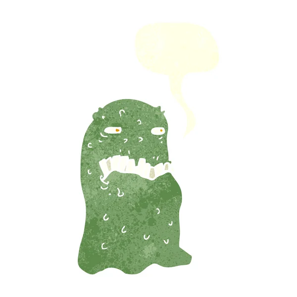 Desenho animado fantasma grosseiro com bolha de fala —  Vetores de Stock
