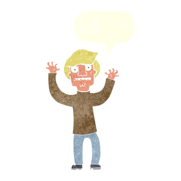 Kreslený vyděšený muž s bublinou řeči — Stockový vektor