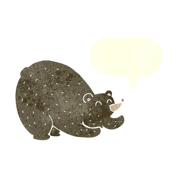 Cartoon stretching bear with speech bubble — Stock Vector
