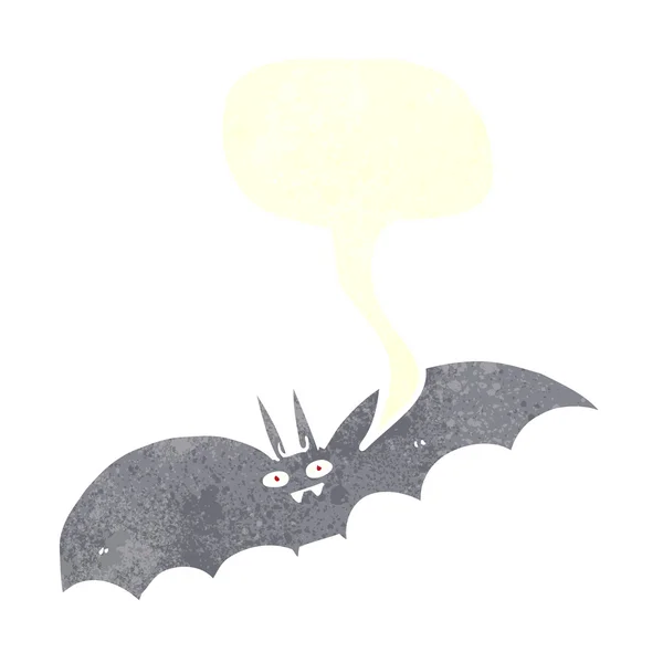 Κινουμένων σχεδίων βαμπίρ νυχτερίδα με φούσκα ομιλία — Διανυσματικό Αρχείο