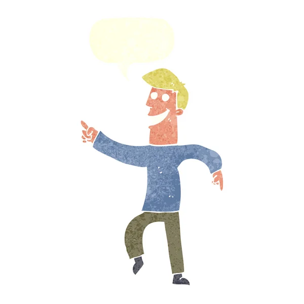 Desenho animado sorrindo homem com bolha de fala — Vetor de Stock