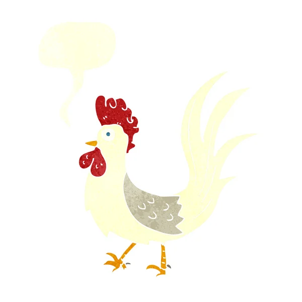 Cartoon cockerel with speech bubble — Stock Vector