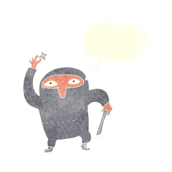 Ninja dessin animé avec bulle de parole — Image vectorielle