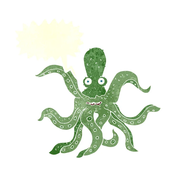 Cartoon reus octopus met spraakbel — Stockvector