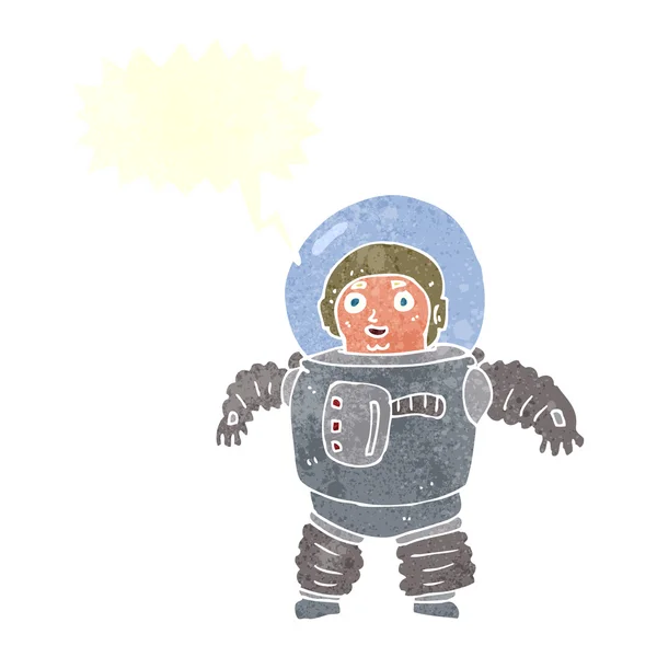 Cartoon Space Man mit Sprechblase — Stockvektor