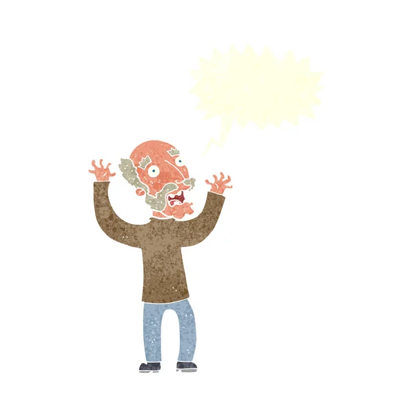 Cartoon terrified old man with speech bubble — Stock Vector