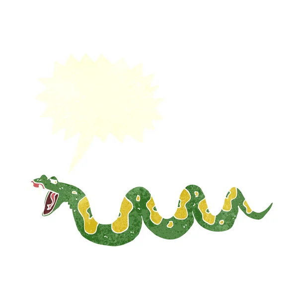 Kreslený jedovatý had s bublinou řeči — Stockový vektor
