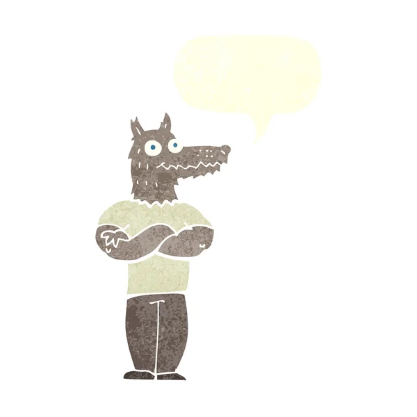 Cartone animato lupo mannaro con la bolla discorso — Vettoriale Stock