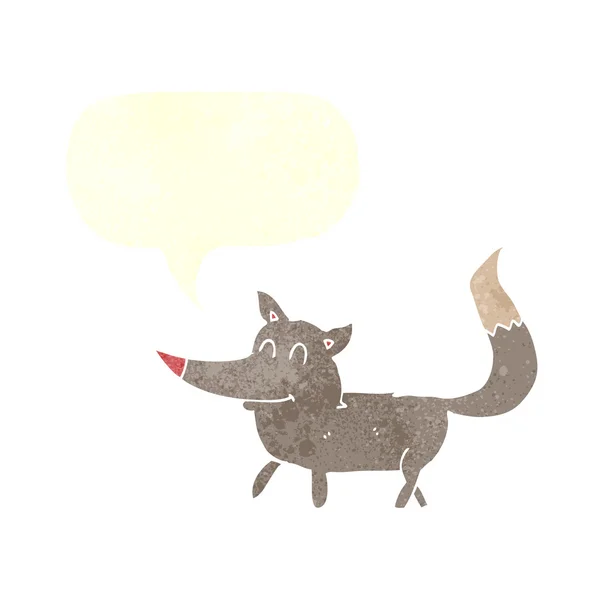 Dessin animé petit loup avec bulle de parole — Image vectorielle