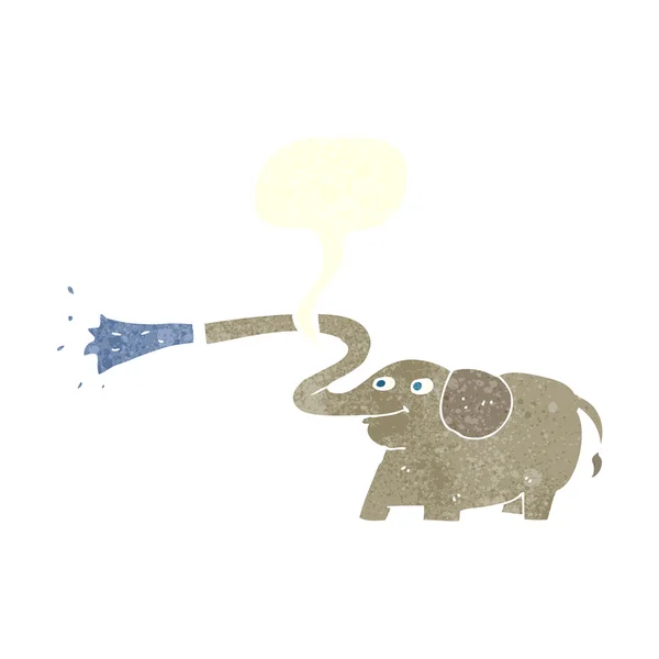 Elefante de dibujos animados chorreando agua con burbuja del habla — Archivo Imágenes Vectoriales