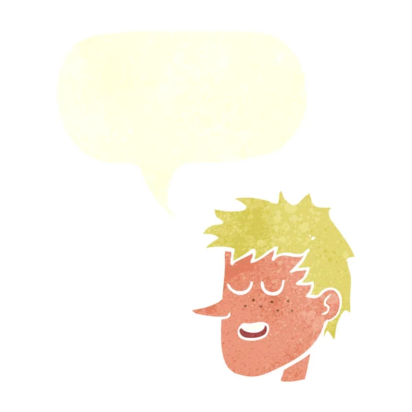 Мультфильм счастливый мальчик лицо с речи пузырь — стоковый вектор