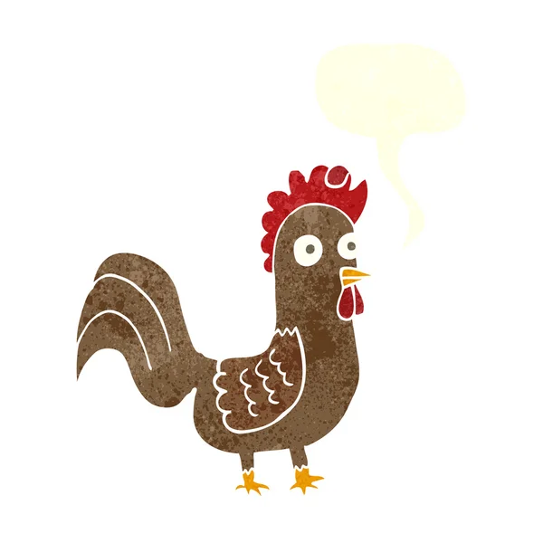 Cartoon rooster with speech bubble — Stock Vector