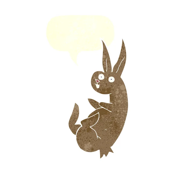 Cue cartoon konijn met spraakbel — Stockvector