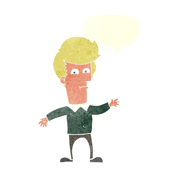 Desenho animado acenando homem com bolha de fala — Vetor de Stock