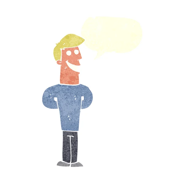 Kreslený šklebící se muž s řečovou bublinou — Stockový vektor