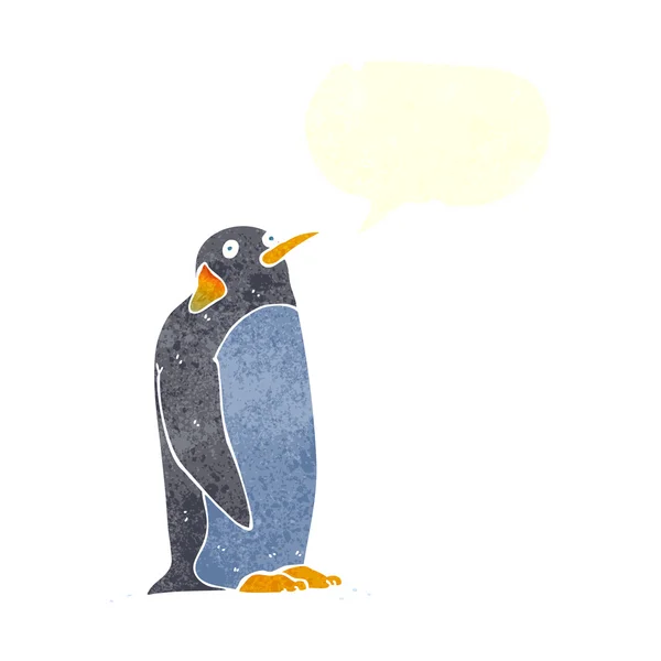 スピーチバブル付きの漫画ペンギン — ストックベクタ