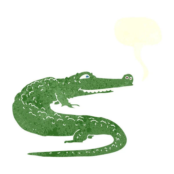 Tecknad krokodil med pratbubbla — Stock vektor