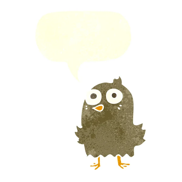Pássaro de desenho animado engraçado com bolha de fala — Vetor de Stock