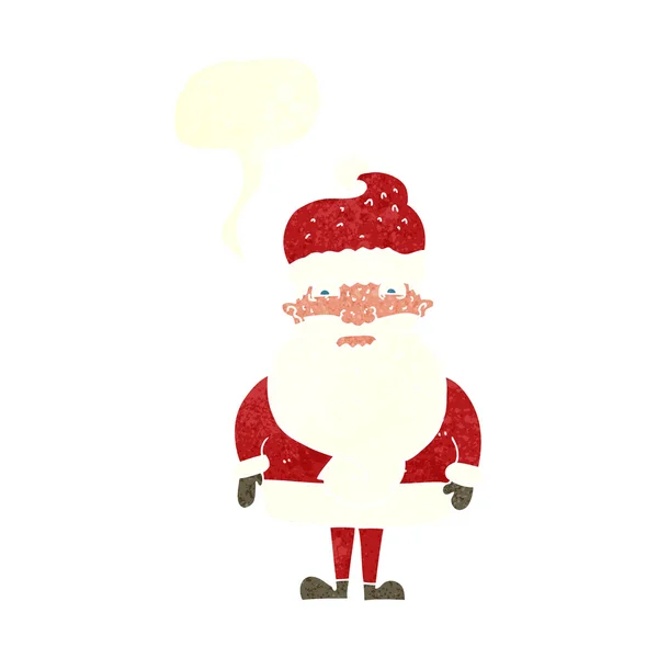 Desenho animado mal-humorado santa claus com bolha de fala —  Vetores de Stock