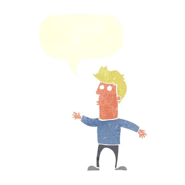 Karikatur überrascht Mann mit Sprechblase — Stockvektor